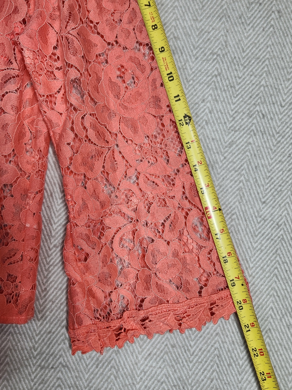 Lace Shorts Set Womens M Bell Sleeve Lace Top And Tank Under Coral - Picture 11 of 13